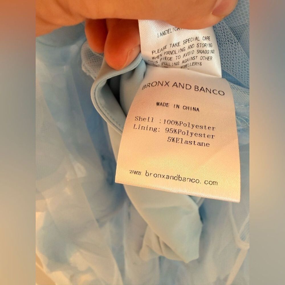 NWOT BRONX AND BANCO Rosalie Powder Blue Gown, wedding guest max dress - Picture 16 of 16